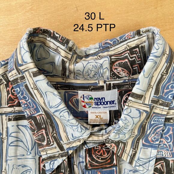 Reyn Spooner Hawaiian Shirt XL Blue Floral Sun Art Hawaii Surfing Vacation - Picture 5 of 8